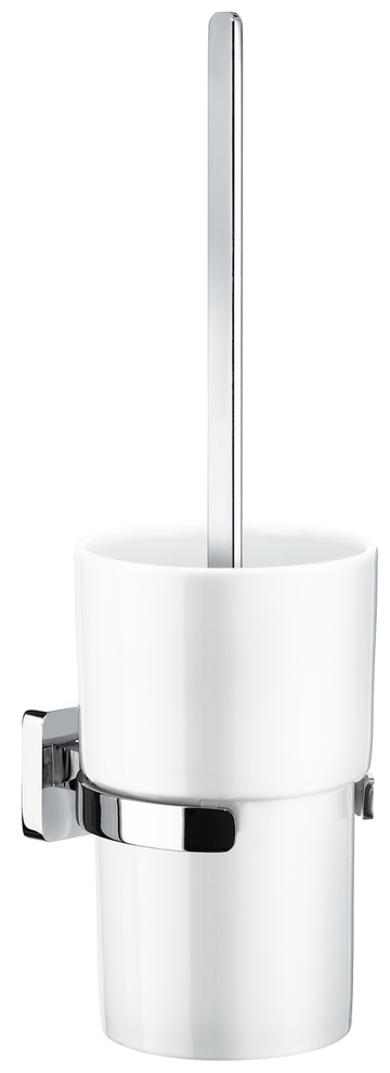 Ice Toilet Brush Wallmount- Porcelain In Polished Chrome / White Porcelain OK333P