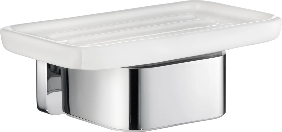 ICE Holder with Soap Dish, Polished chrome with dish in porcelain OK442P