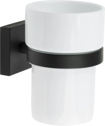 HOUSE Holder with Tumbler, Black/Porcelain RB343P