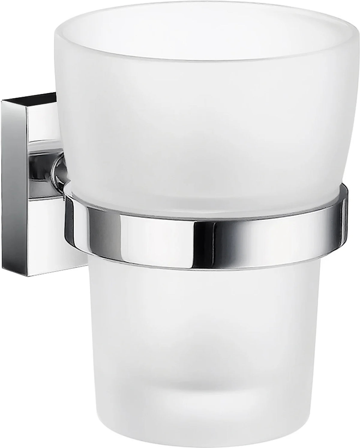 HOUSE Holder in Polished Chrome with Frosted Glass Tumbler RK343