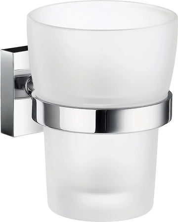 HOUSE Holder in Polished Chrome with Frosted Glass Tumbler RK343