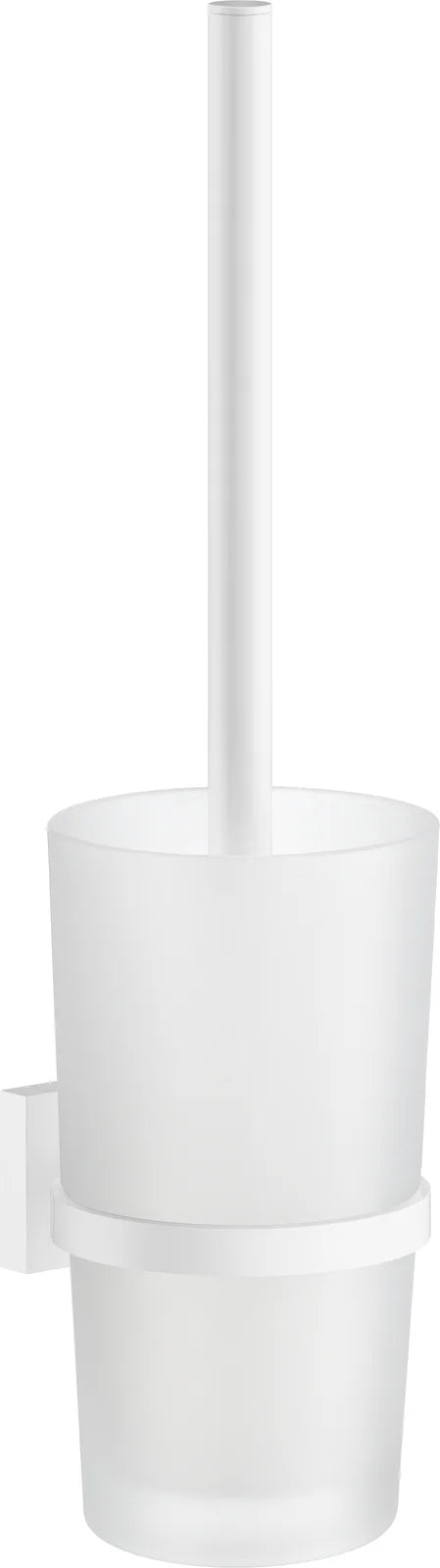 HOUSE Toilet Brush, Matte White/Frosted Glass Container, Height 380 mm RX333