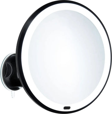 Suction cup rechargeable lighted make-up/shaving mirror- 7x's magnification ZB630