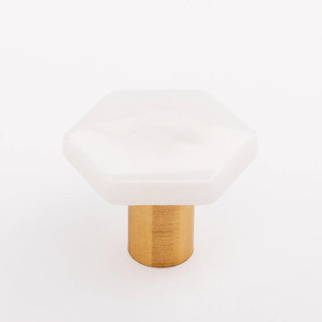 Hexagon Iridwhite Knob with Sb Base K-1701-SB