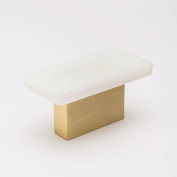 Skyline White Knob with Satin Brass Base K-1801-SB