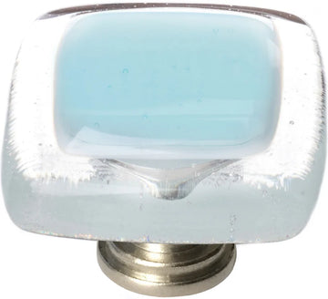 Reflective Light Aqua Knob with Satin Nickel Base K-702-SN