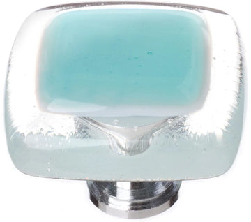 Reflective Aqua Knob with Polished Chrome Base K-708-PC