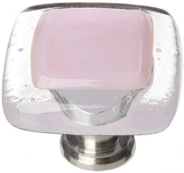 Reflective Pink Knob with Satin Nickel Base K-717-SN