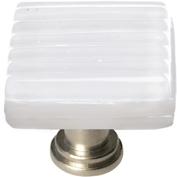 Texture Reed White Knob with Satin Nickel Base K-800-SN