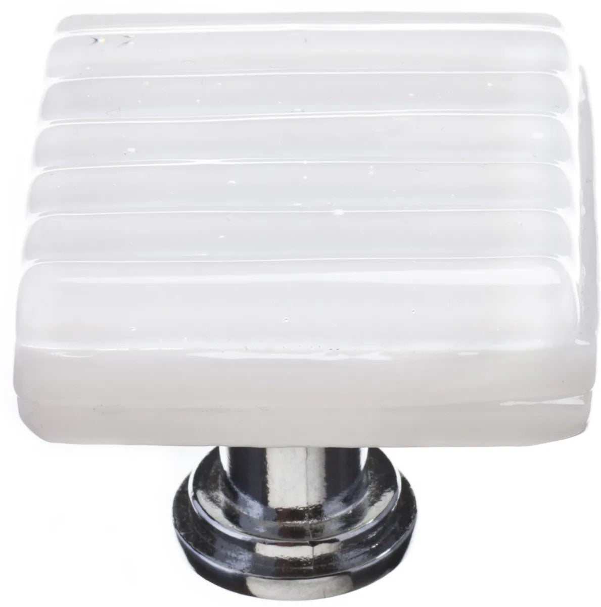Texture Reed White Knob with Polished Chrome Base K-800-PC