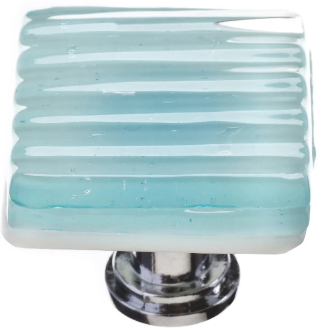 Texture Reed Light Aqua Knob with Polished Chrome Base K-801-PC