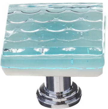 Texture Honeycomb Light Aqua Knob with Polished Chrome Base K-901-PC