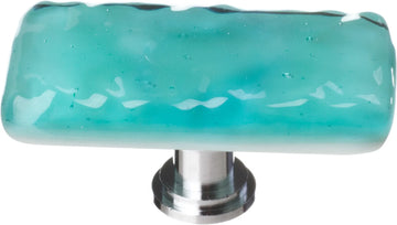 Glacier Aqua Long Knob with Polished Chrome Base LK-207-PC