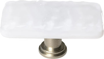 Glacier White Long Knob with Satin Nickel Base LK-212-SN