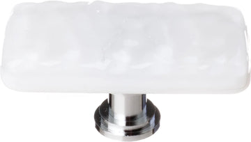 Glacier White Long Knob with Polished Chrome Base LK-212-PC