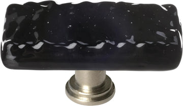 Glacier Black Long Knob with Satin Nickel Base LK-213-SN