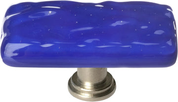 Glacier Deep Cobalt Blue Long Knob with Satin Nickel Base LK-221-SN