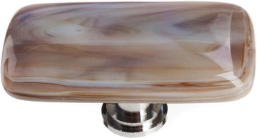 Cirrus White with Brown Long Knob with Polished Chrome Base LK-305-PC