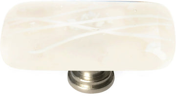 Cirrus Vanilla & White Mardi Gras Long Knob with Satin Nickel Base LK-500-SN