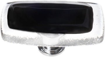 Reflective Black Long Knob with Polished Chrome Base LK-700-PC