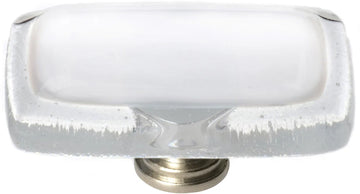 Reflective White Long Knob with Satin Nickel Base LK-701-SN