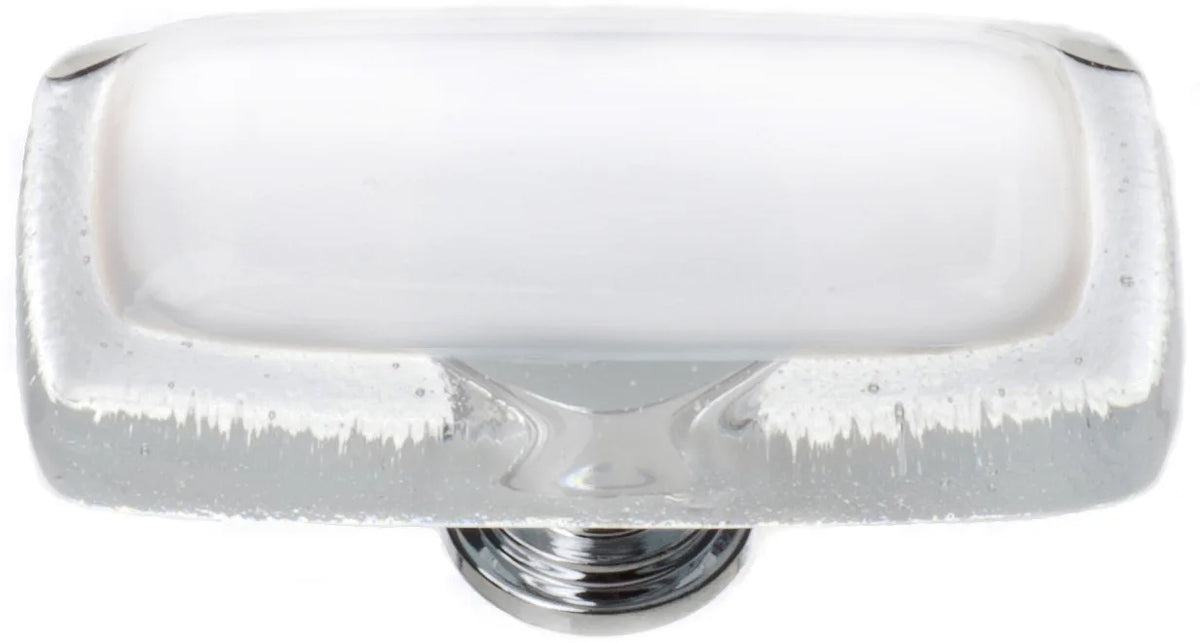 Reflective White Long Knob with Polished Chrome Base LK-701-PC