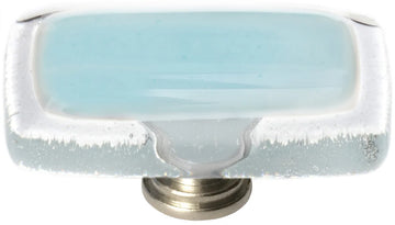 Reflective Light Aqua Long Knob with Satin Nickel Base LK-702-SN