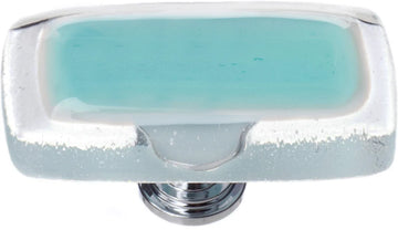 Reflective Aqua Long Knob with Polished Chrome Base LK-708-PC