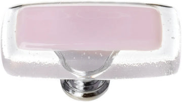 Reflective Pink Long Knob with Polished Chrome Base LK-717-PC