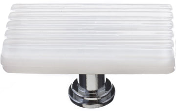 Texture Reed White Long Knob with Polished Chrome Base LK-800-PC