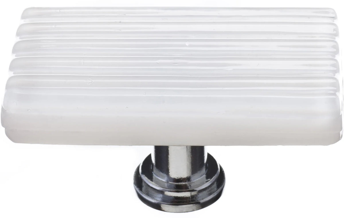 Texture Reed White Long Knob with Polished Chrome Base LK-800-PC
