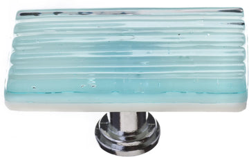 Texture Reed Light Aqua Long Knob with Polished Chrome Base LK-801-PC