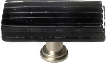 Texture Reed Black Long Knob with Satin Nickel Base LK-802-SN