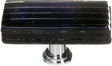 Texture Reed Black Long Knob with Polished Chrome Base LK-802-PC