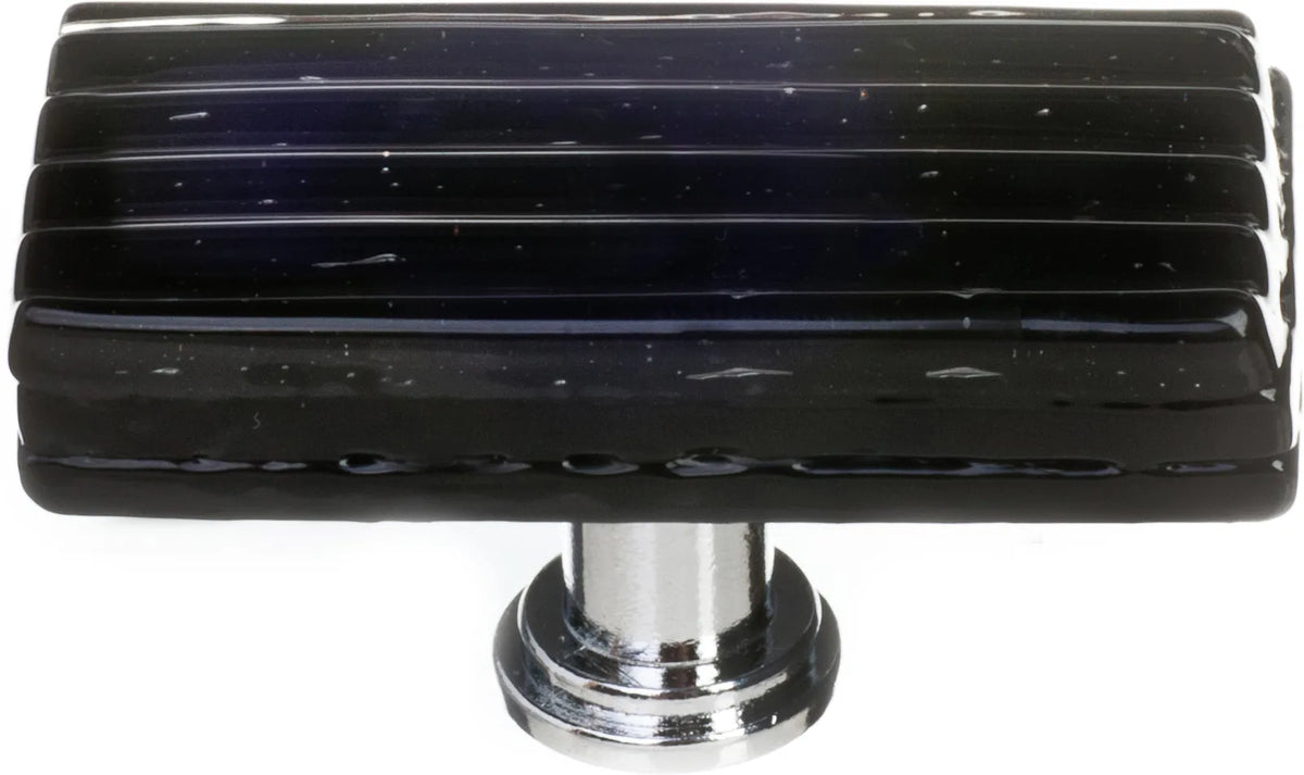Texture Reed Black Long Knob with Polished Chrome Base LK-802-PC