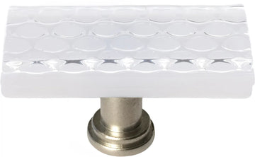 Texture Honeycomb White Long Knob with Satin Nickel Base LK-900-SN