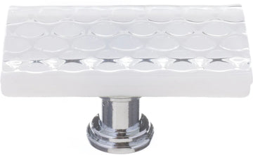 Texture Honeycomb White Long Knob with Polished Chrome Base LK-900-PC