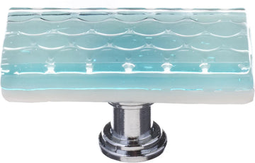 Texture Honeycomb Light Aqua Long Knob with Polished Chrome Base LK-901-PC
