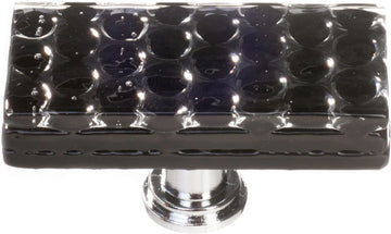 Texture Honeycomb Black Long Knob with Polished Chrome Base LK-902-PC