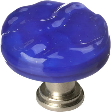 Glacier cobalt round knob with Polished Chrome Base R-221