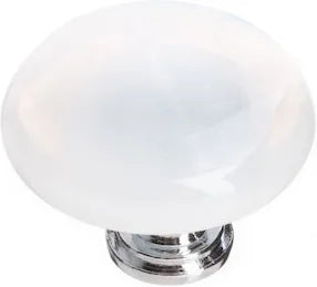 Cirrus White Round Knob with Base R-400