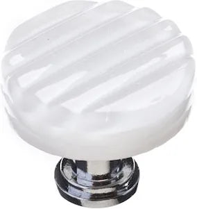 Texture Reed White Round Knob with Base R-800