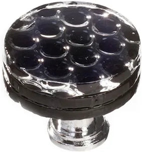 Texture Honeycomb Black Round Knob with Base R-902