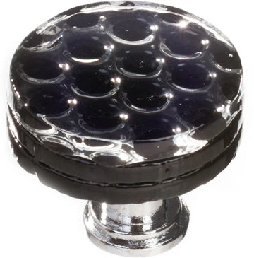 Texture Honeycomb Black Round Knob with Polished Chrome Base R-902-PC