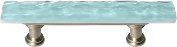 Skinny Glacier Light Aqua Pull with Satin Nickel Base SP-208-SN