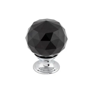 Black Crystal Knob 1 3/8'' TK116PC Polished Chrome Base