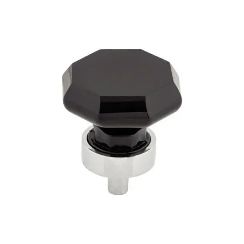 Black Octagon Crystal Knob 1 3/8'' TK137PC Polished Chrome Base