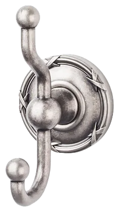 Edwardian Bath Double Hook - Ribbon Backplate ED2APE Antique Pewter