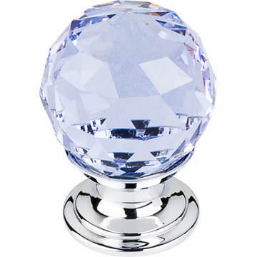 Light Blue Crystal Knob 1 1/8'' TK113PC Polished Chrome Base