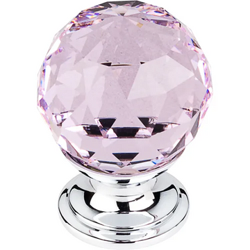 Pink Crystal Knob 1 1/8'' TK117PC Polished Chrome Base